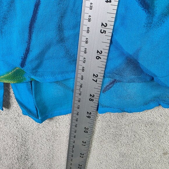 Womens Jessica Holbrook Blue 100% Silk Floral Blouse Long Sleeve Button Up S - Picture 6 of 7